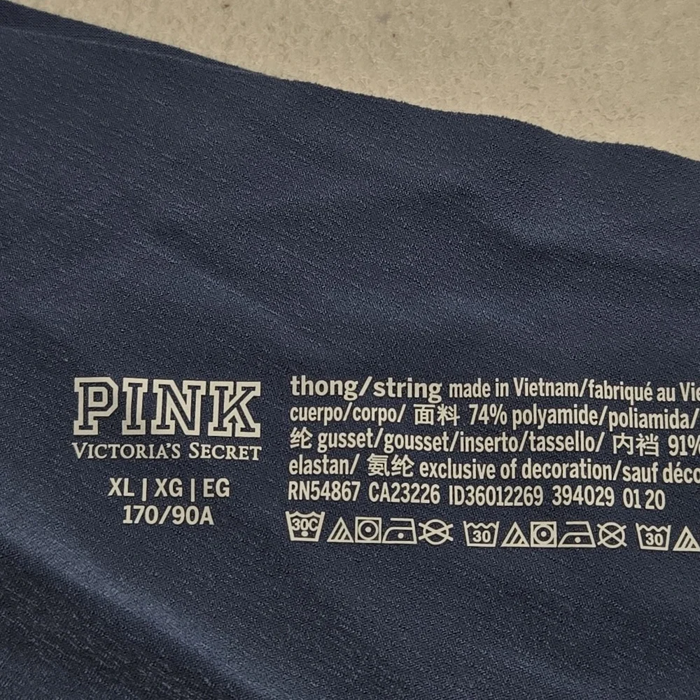 Victoria's Secret PINK Women Panties XL Navy Blue‎ Thong String NWT